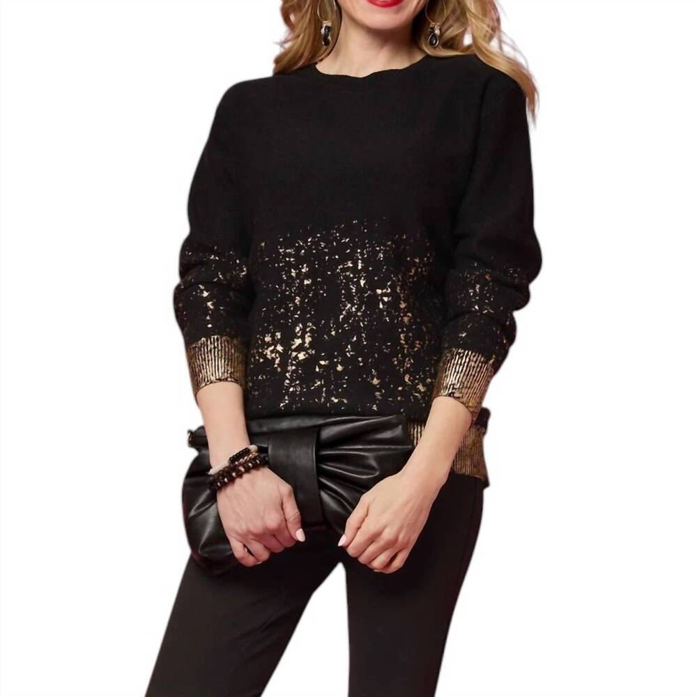 NEW COCO + CARMEN tinlee sweater with metallic splatter in black